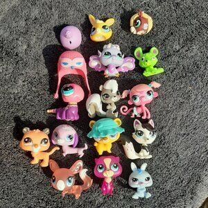 Littlest Pet Shop LPS Lot of 13 Hasbro Animals Dogs Cats Mouse Monkey